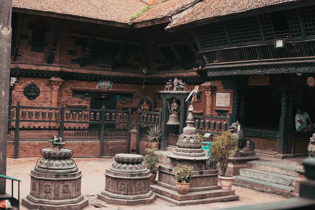 Historic courtyard architecture in the Kathmandu Valley, echoing Nepal locations filmed in Powaqqatsi