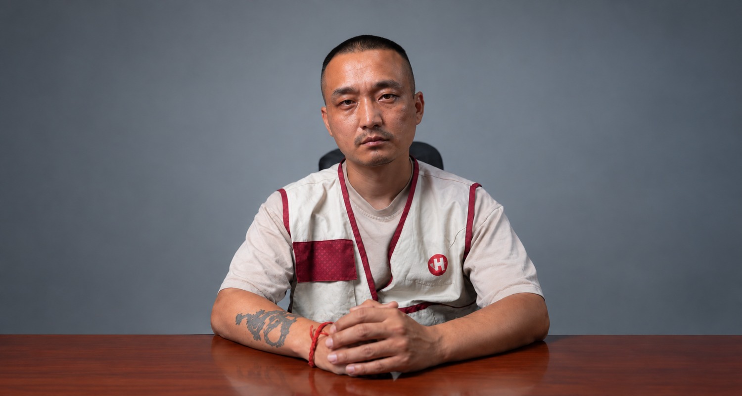 Sudan Gurung seated in a Hami Nepal vest