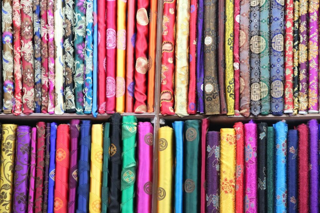 Colourful traditional textiles representing Nepal's craft traditions