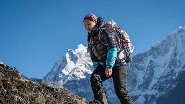 Dawa Yangzum Sherpa climbing in the Himalayas