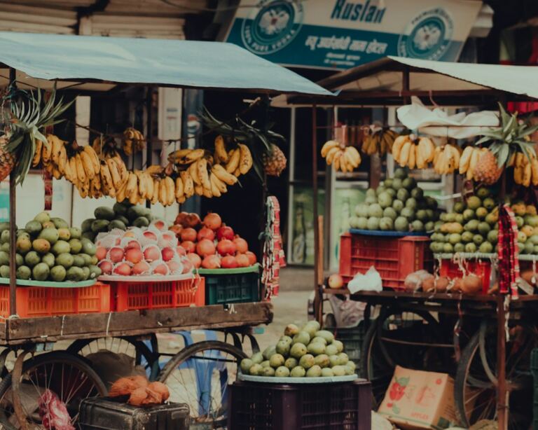 Fruit stand at a local market in Nepal