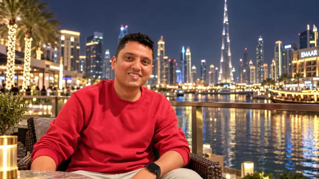 RP Srijan with Dubai skyline at night
