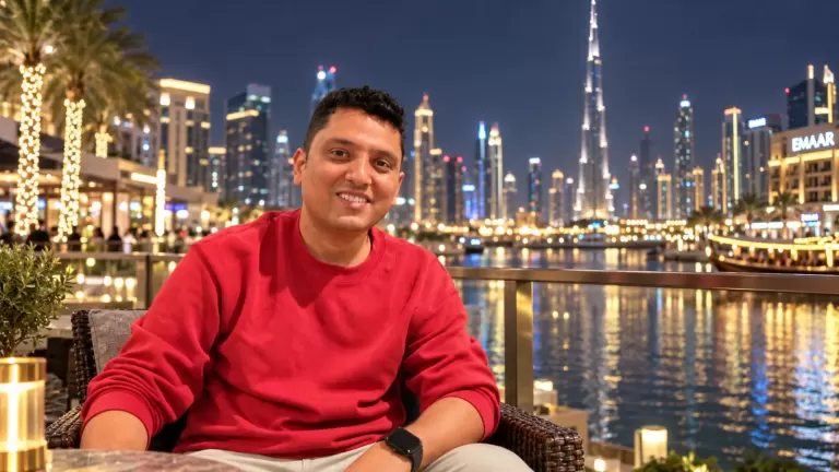 RP Srijan with Dubai skyline at night