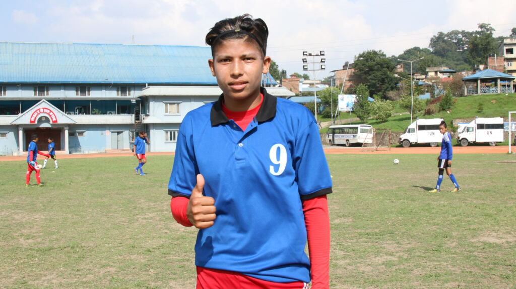 Sabitra Bhandari, Nepali footballer. Photograph by Bhupendra Shrestha, Wikimedia Commons, CC BY-SA 4.0.