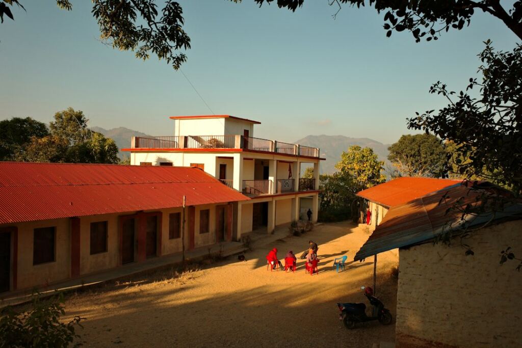 School campus with children in Nepal