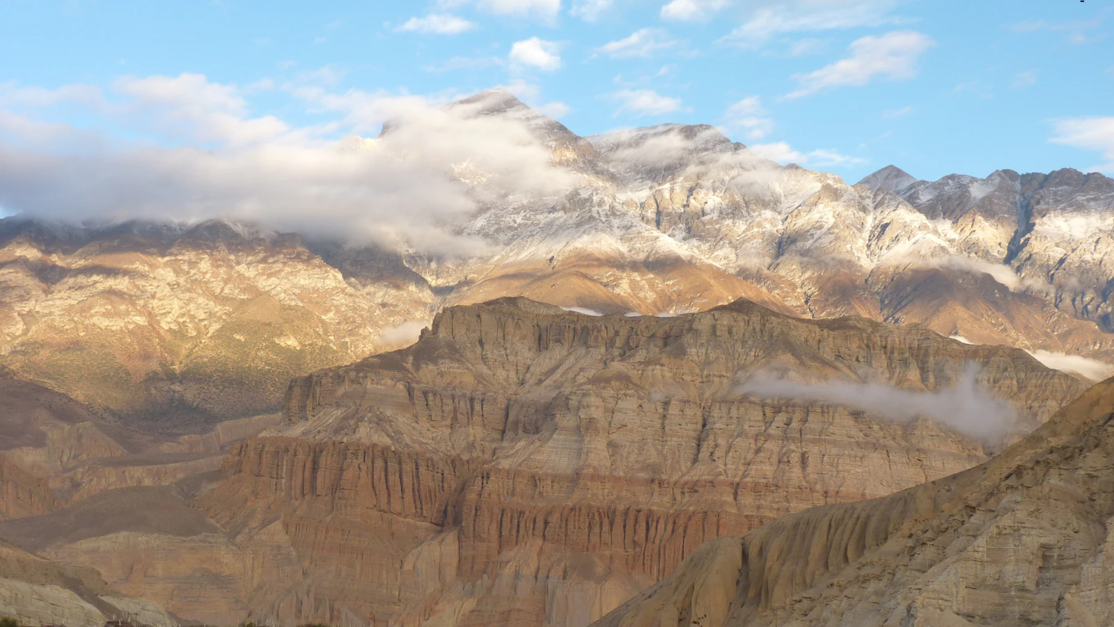 A Himalayan mountain village beneath rugged peaks, illustrating the Upper Mustang travel feature
